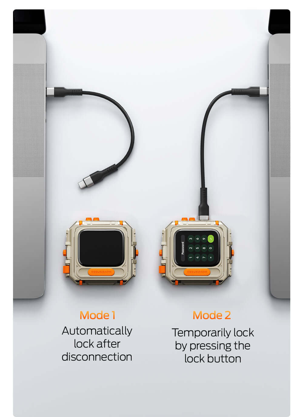 MOVESPEED GD10 1TB/2TB 1050MB/s USB 3.2 Gen 2, Supports 4K ProRes HDR Touch Screen Unlock With Apple Find My Portable SSD