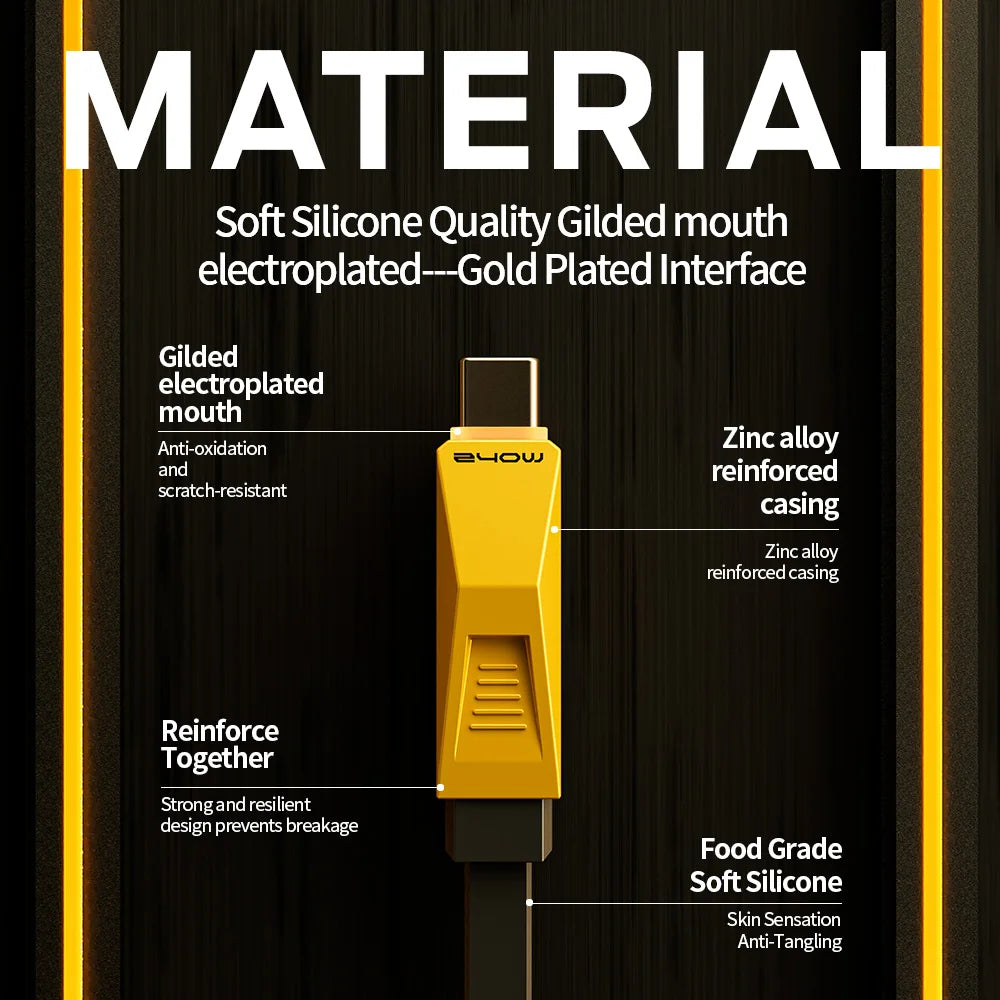 MOVESPEED Cybertruck 240W 1M USB-C Cable Type C Fast Charging Cable with RGB Light C to C Charger Cord for iPhone 16 MacBook Laptop Tablet