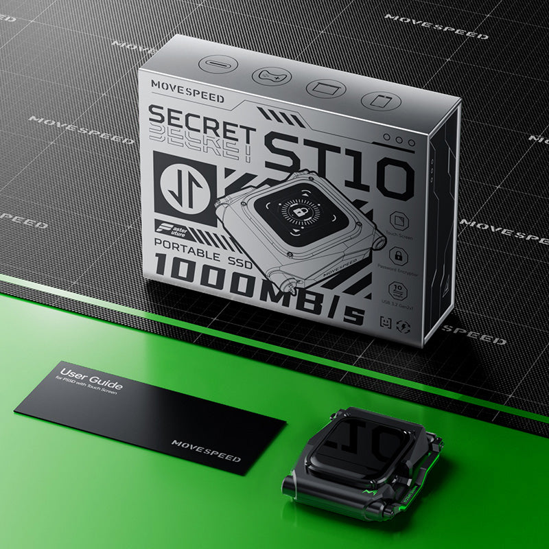 MOVESPEED ST10 1TB/2TB 1050MB/s USB 3.2 Gen 2, Supports 4K ProRes HDR Touch Screen Lock Portable SSD