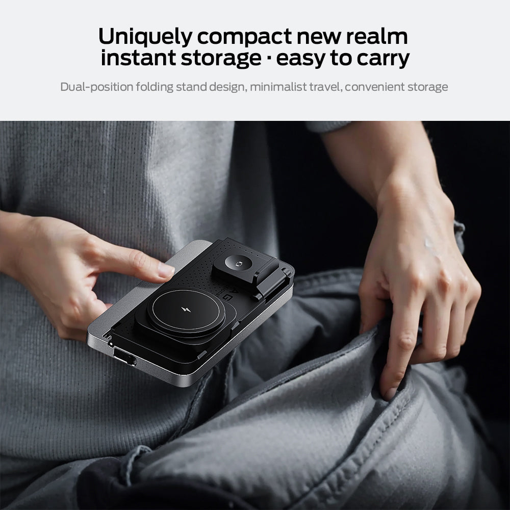 MOVESPEED 5-in-1 MagSafe Wireless Charging Station with 15W Fast Charger, Alarm Clock & Night Light for iPhone, Apple Watch, AirPods