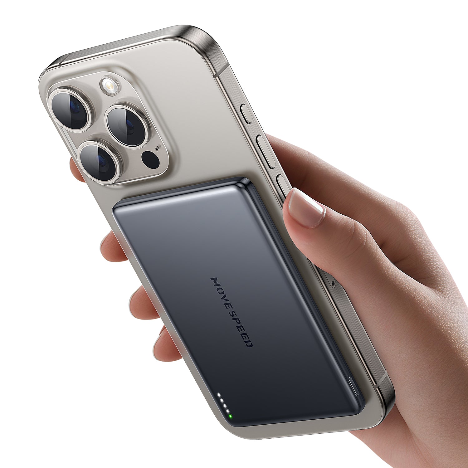 MOVESPEED 2025 Upgraded 0.3‘’ Ultra Slim MagSafe Portable Charger 5,000mAh Magnetic Wireless Card Power Bank