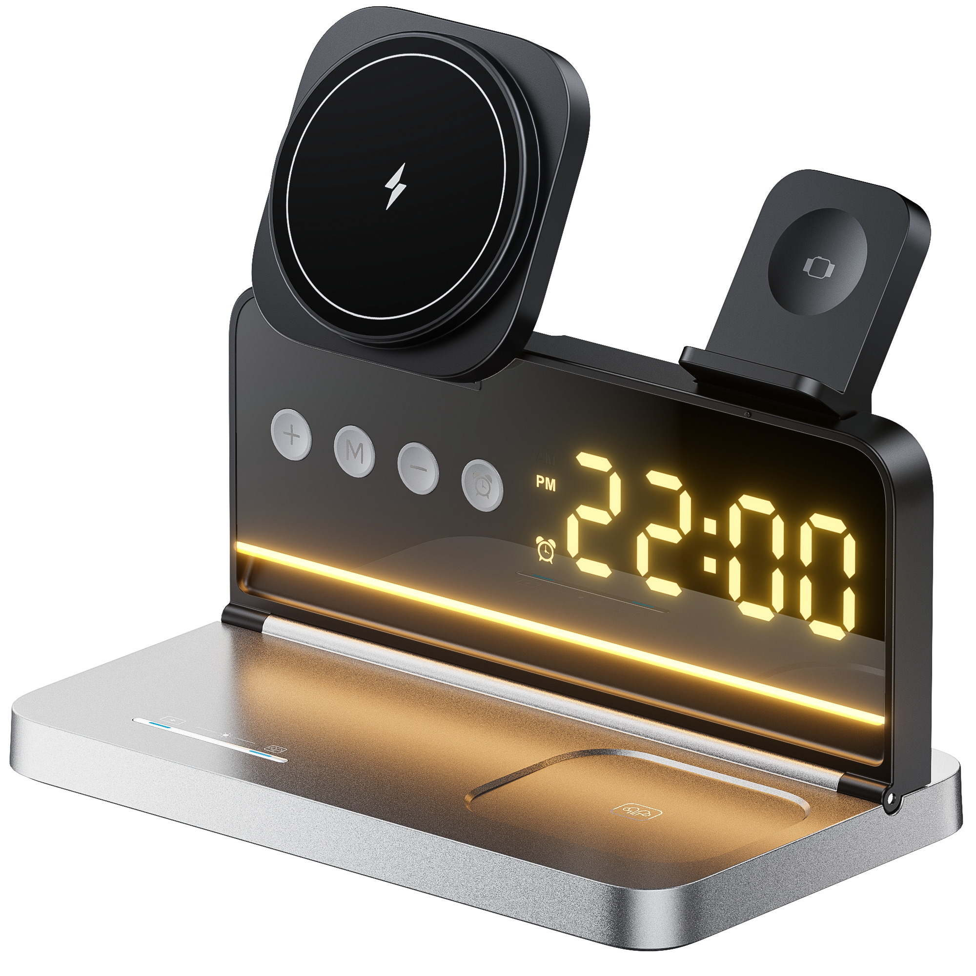 5-in-1 Magnetic Wireless Alarm Clock Charging Station