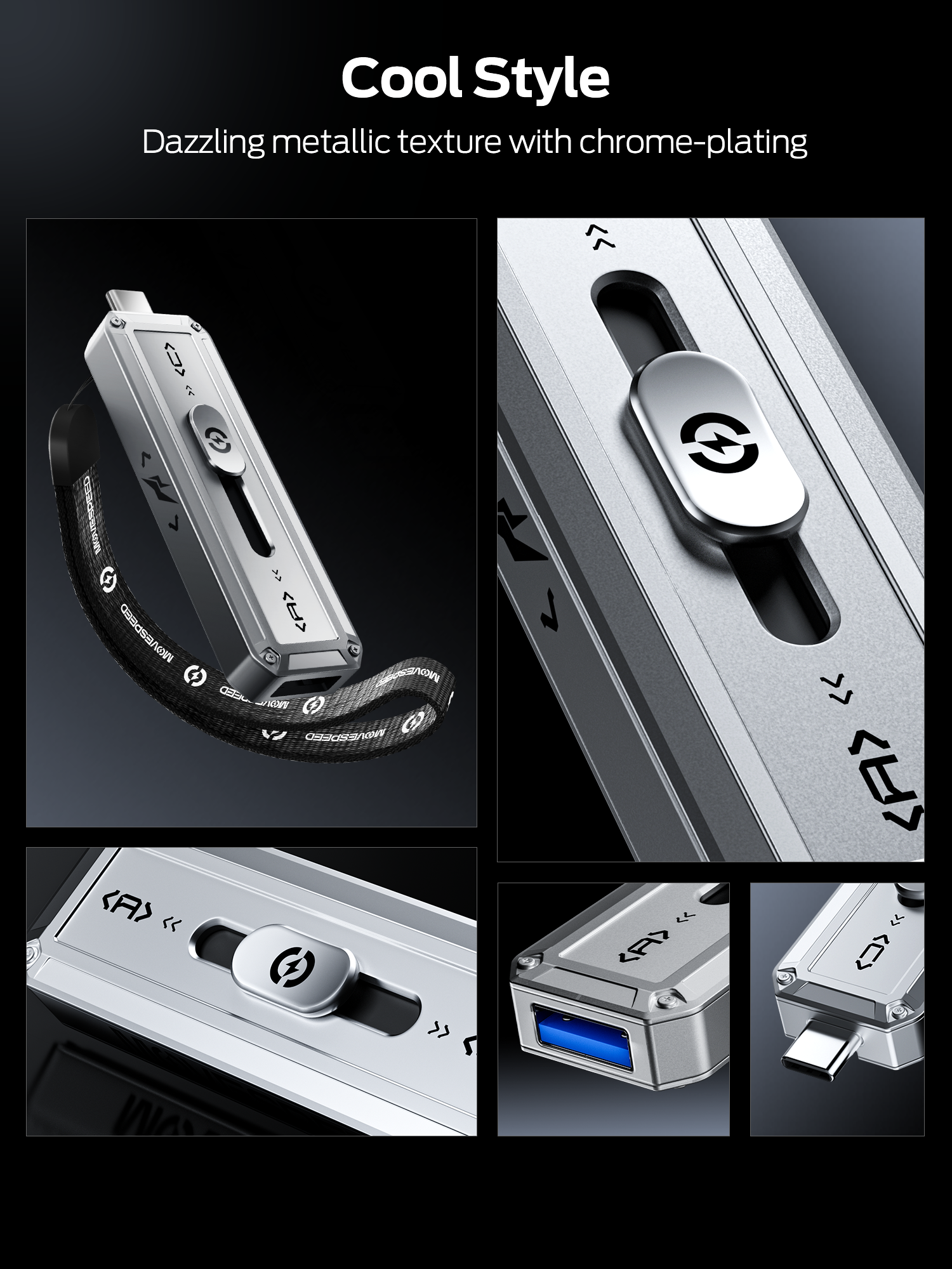MOVESPEED SP20 256GB-2TB Ultra-Speed SSD Flash Drive 2100MB/s Read/Write, USB 3.2 Gen2x2 + Type-C, Dual Interface, Push-Pull Design