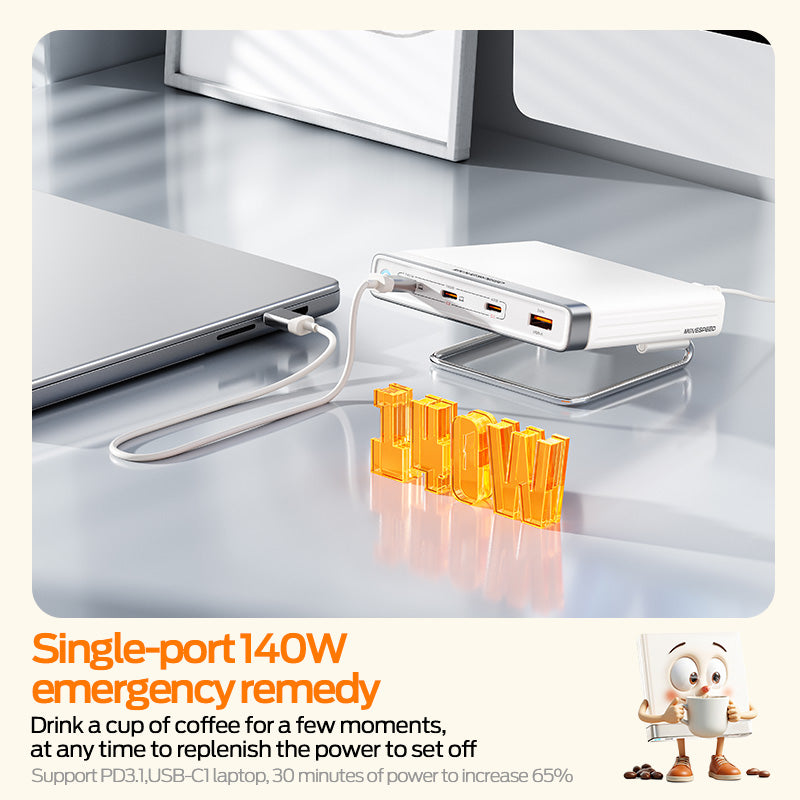 MOVESPEED 165W GaN Desktop Charger, Multi-Port USB-C Fast Charging Station for Laptop, iPhone, iPad, MacBook, Android – with Storage Base (+Magnetic Stand)