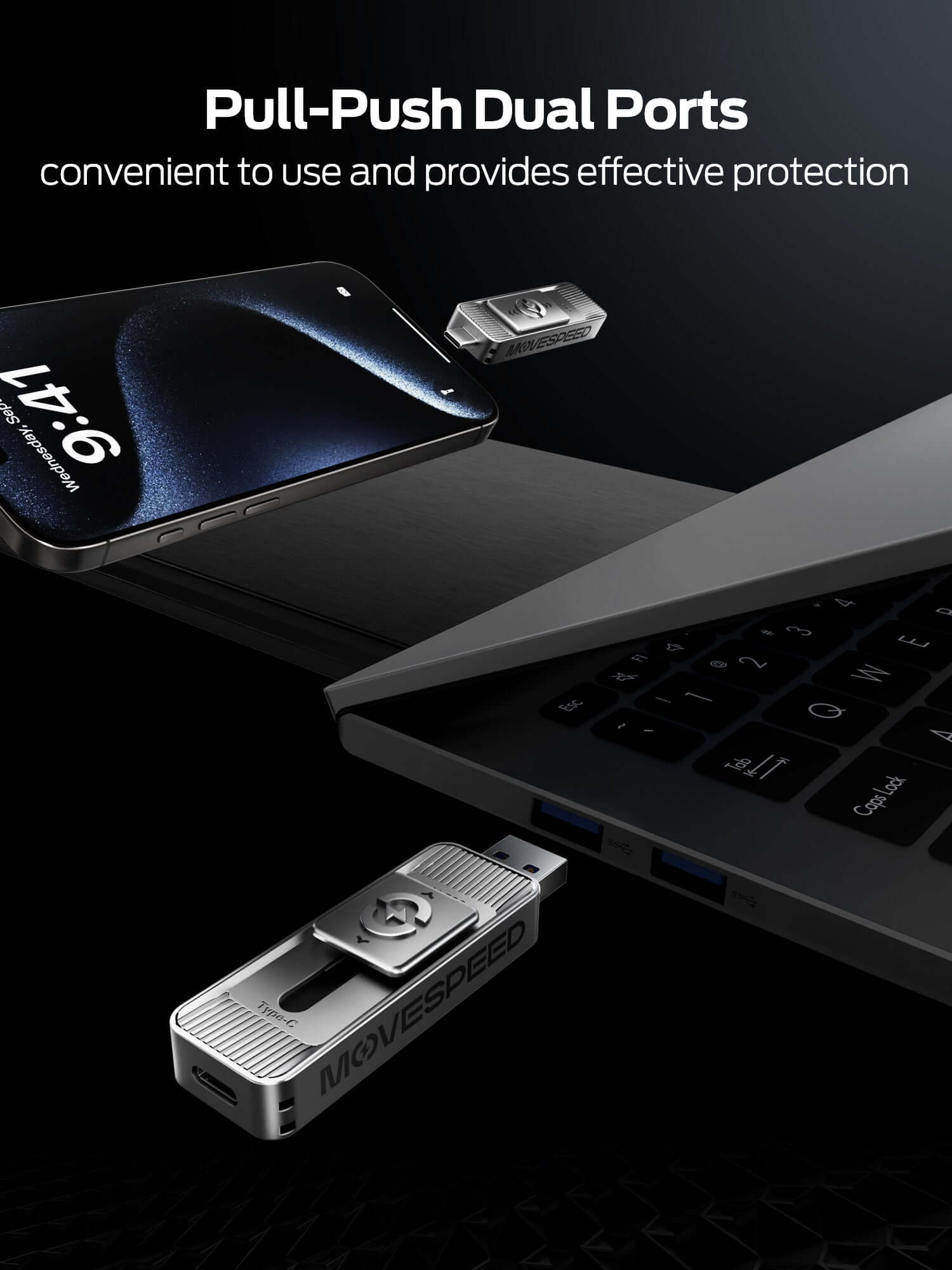 MOVESPEED SP05 & SP10 128GB-2TB 1050MB/s Read/Write Speed, USB 3.2 Gen2+Type C Solid State Flash Drive