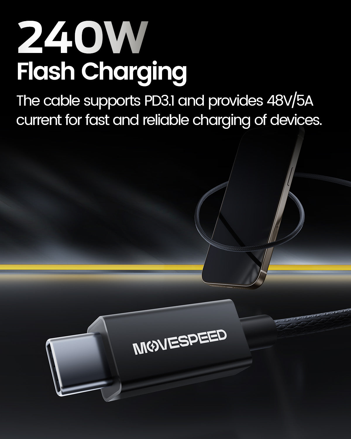 MOVESPEED for 80Gbps Cable 100CM , 8K HD Display, 240W Charging, USB C to USB C Cable