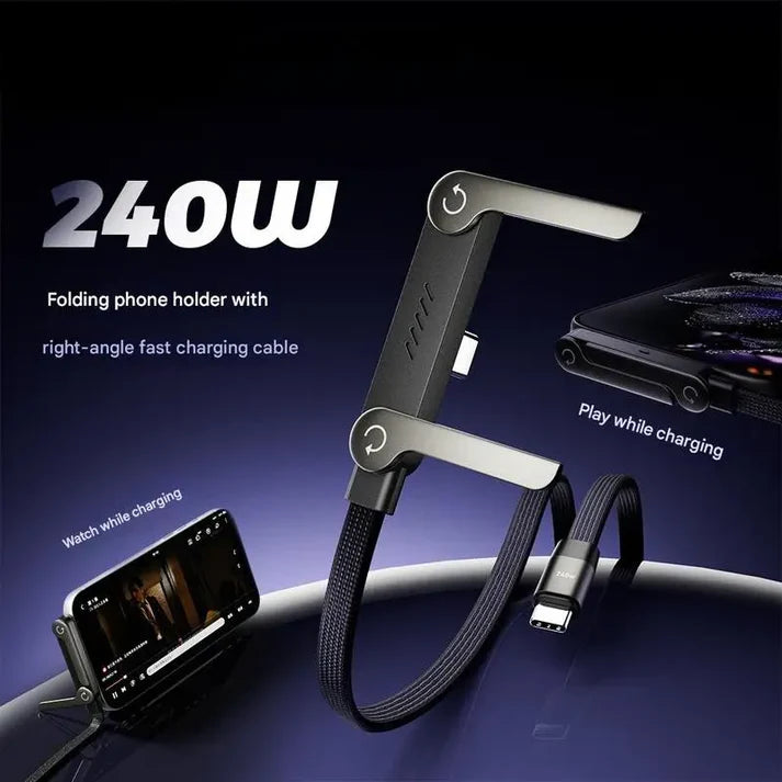 2-in-1 Invisible Holder Charger Cable with Stand - 240W Fast Charging