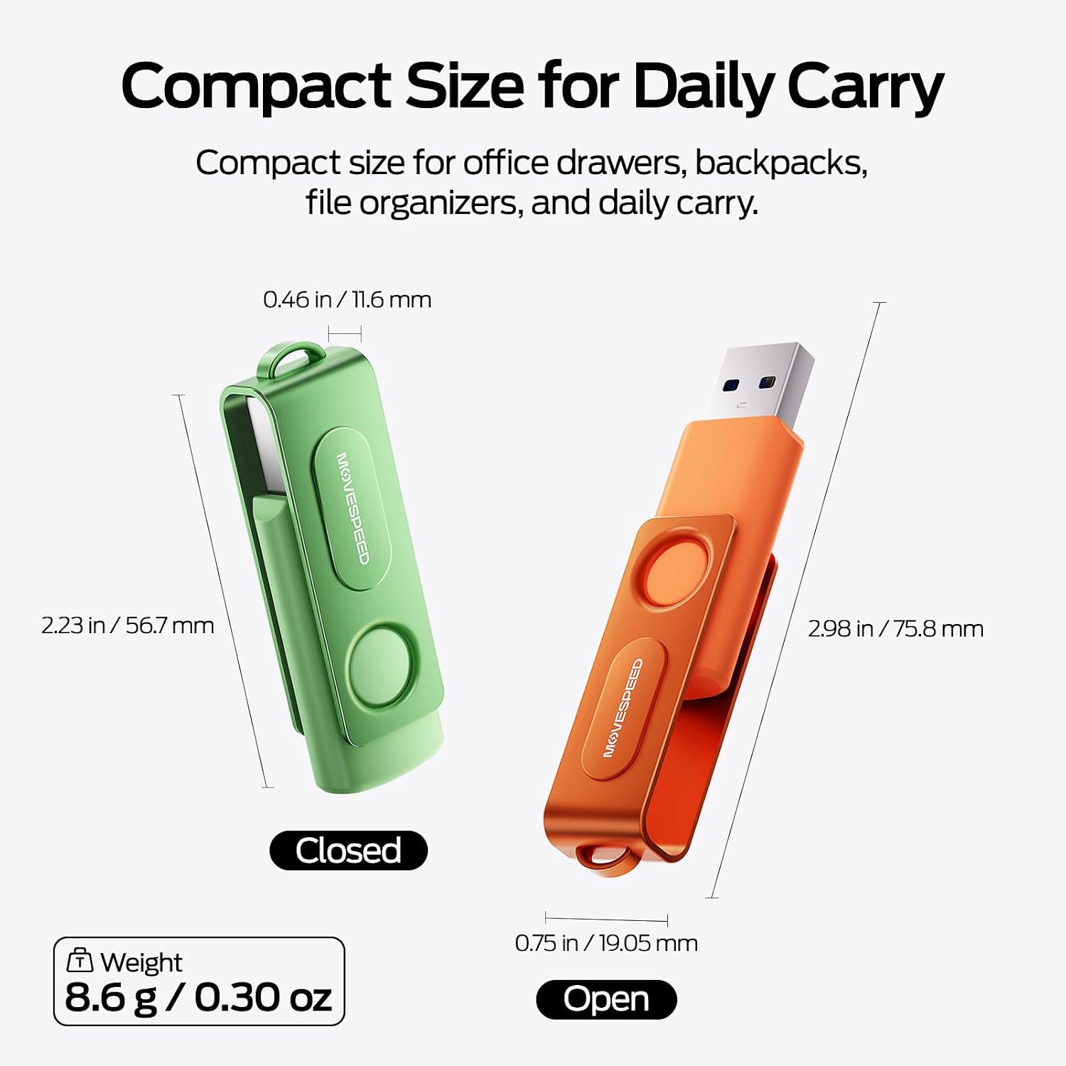 MOVE SPEED 10 Pack 32GB USB Drive, USB 2.0 Thumb Drives Memory Stick Mixed Colors with Lanyards for Data Storage