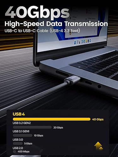 MOVESPEED for Thunderbolt 4 Cable Supports 40 Gbps Data Transfer, 8K HD Display, 240W Charging, USB C to USB C Cable, for iPhone 15 Series,Type-C Laptop, Docking etc.
