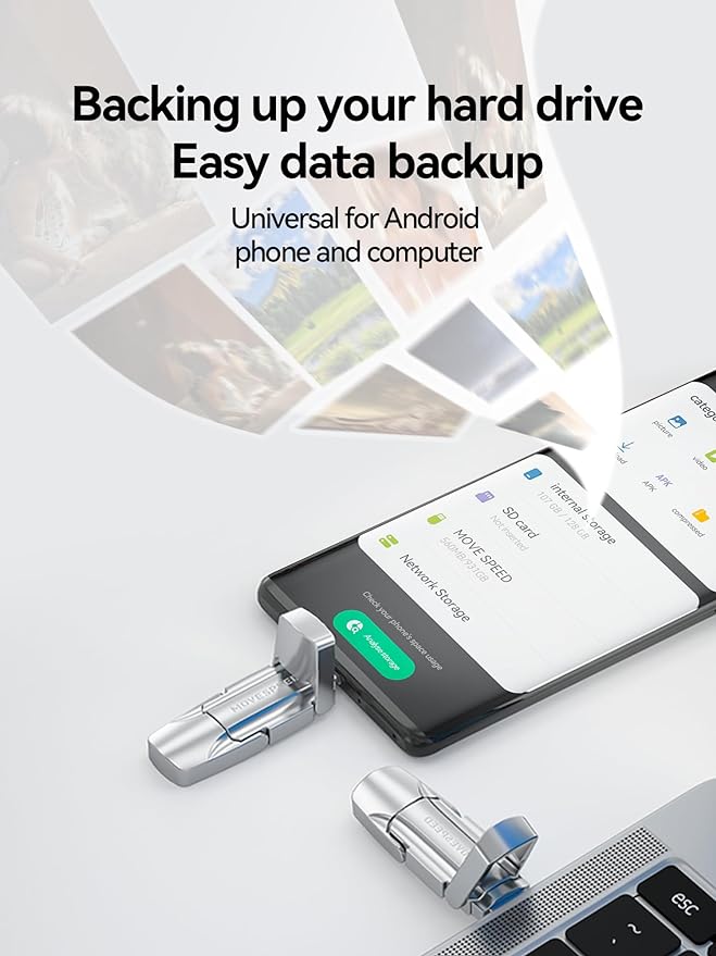 MOVESPEED 520MB/s Read/Write High Speed 128GB/2TB USB 3.2/Type C Solid State Flash Drive