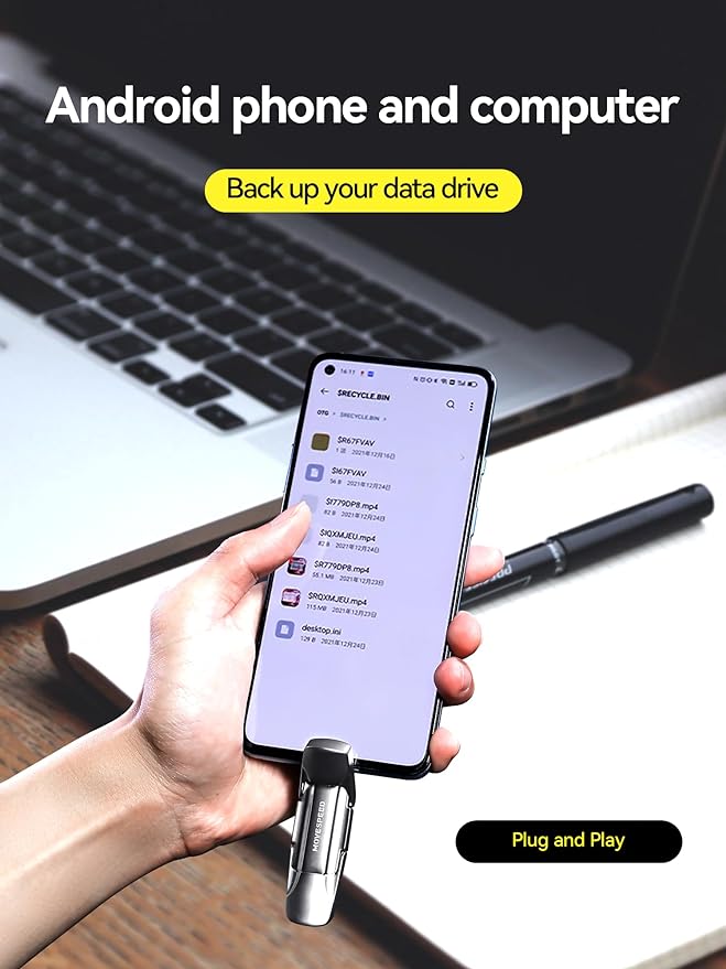 MOVESPEED 520MB/s Read/Write High Speed 128GB/2TB USB 3.2/Type C Solid State Flash Drive