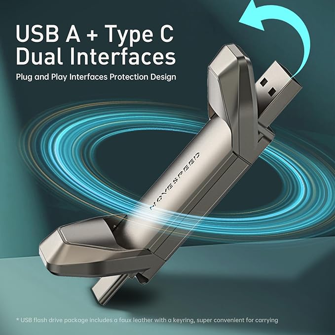 MOVESPEED 570MB/s Read/Write 128GB/2TB USB 3.2/Type C High Speed Solid State Flash Drive
