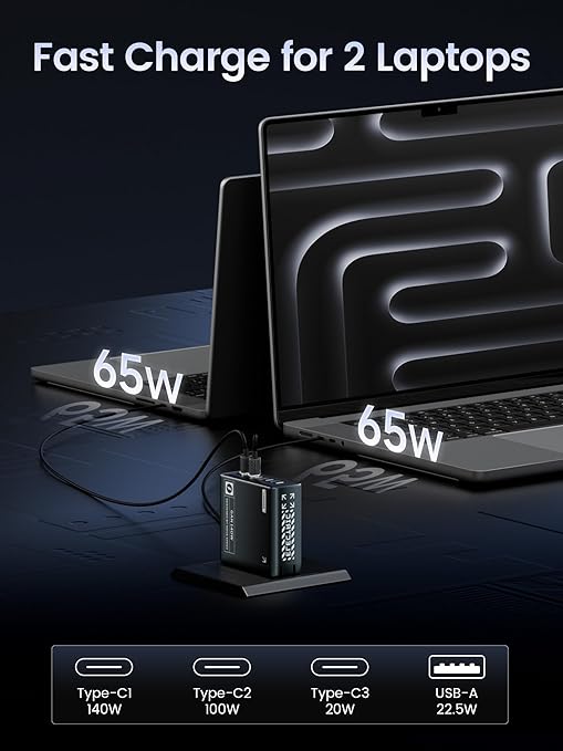 MOVESPEED 140W USB C Charger PD3.1 GaN 4-Port Compact 100W Laptop Wall Charger Foldable Plug (with 240W Cable)