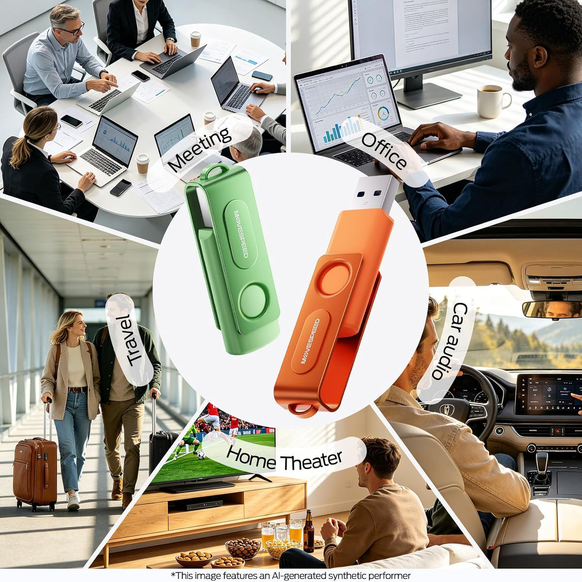 MOVE SPEED 10 Pack 32GB USB Drive, USB 2.0 Thumb Drives Memory Stick Mixed Colors with Lanyards for Data Storage