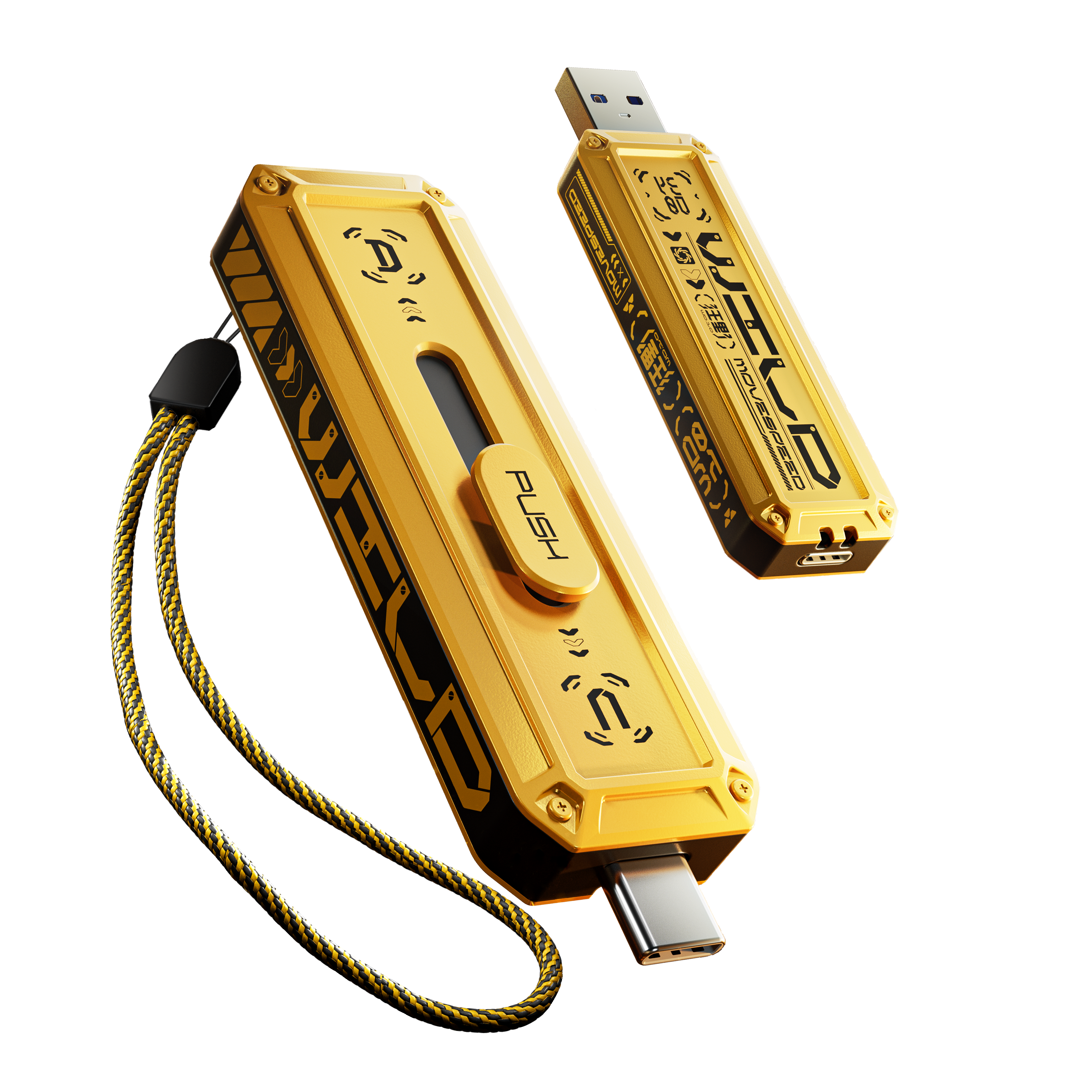 MOVESPEED WD10 128GB-2TB 1000MB/s, USB 3.2 Gen2+Type C Dual Interface Push-Pull Design Solid State Flash Drive