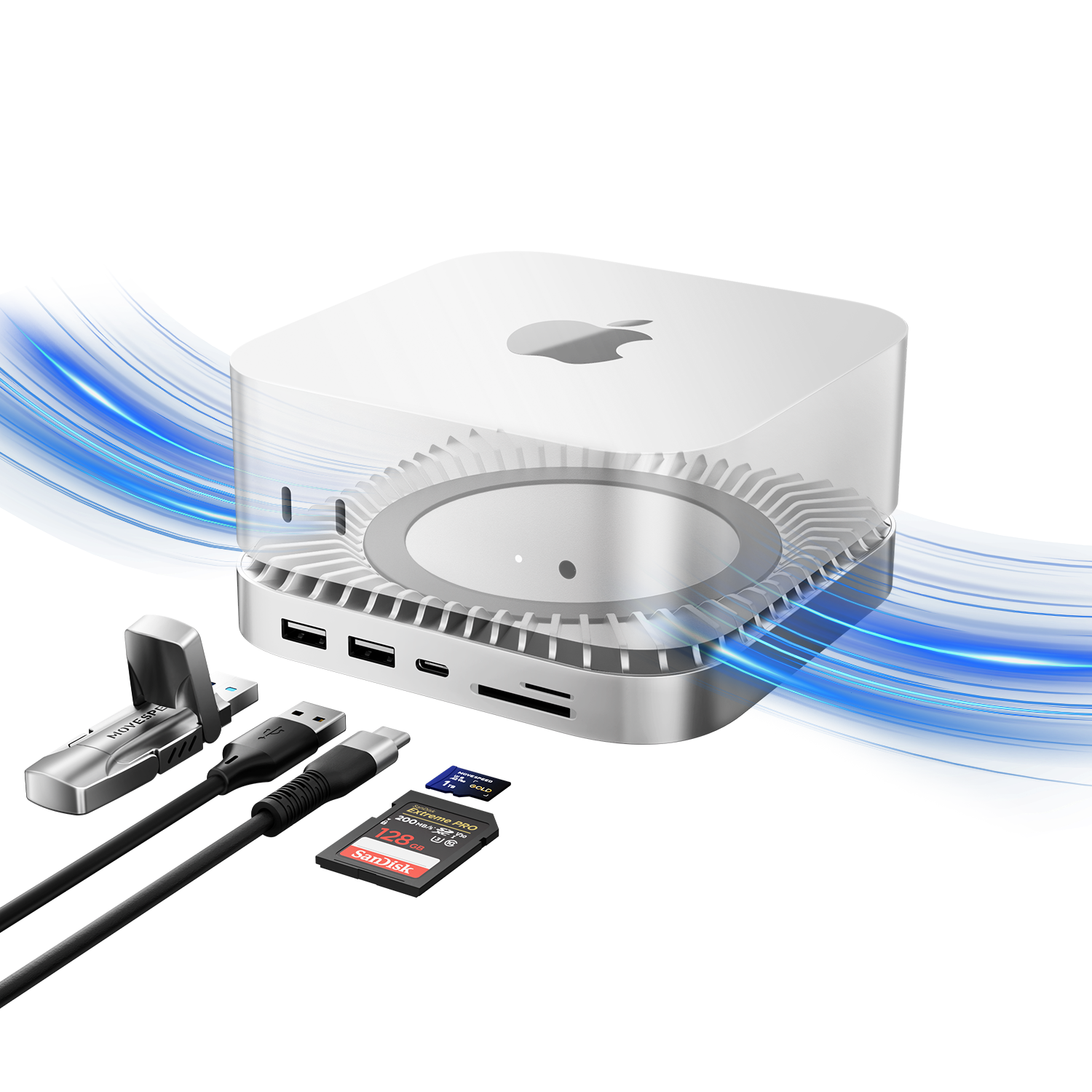 MOVE SPEED Mac Mini M4/M4Pro Stand & Hub with SSD Enclosure