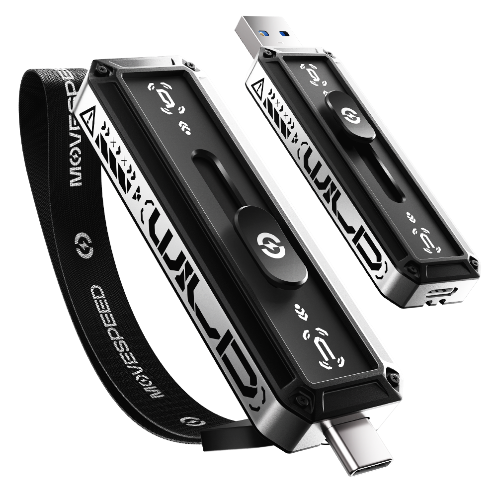 MOVESPEED WD10 128GB-2TB 1000MB/s Read/Write Speed, USB 3.2 Gen2+Type C Dual Interface Push-Pull Design Solid State Flash Drive