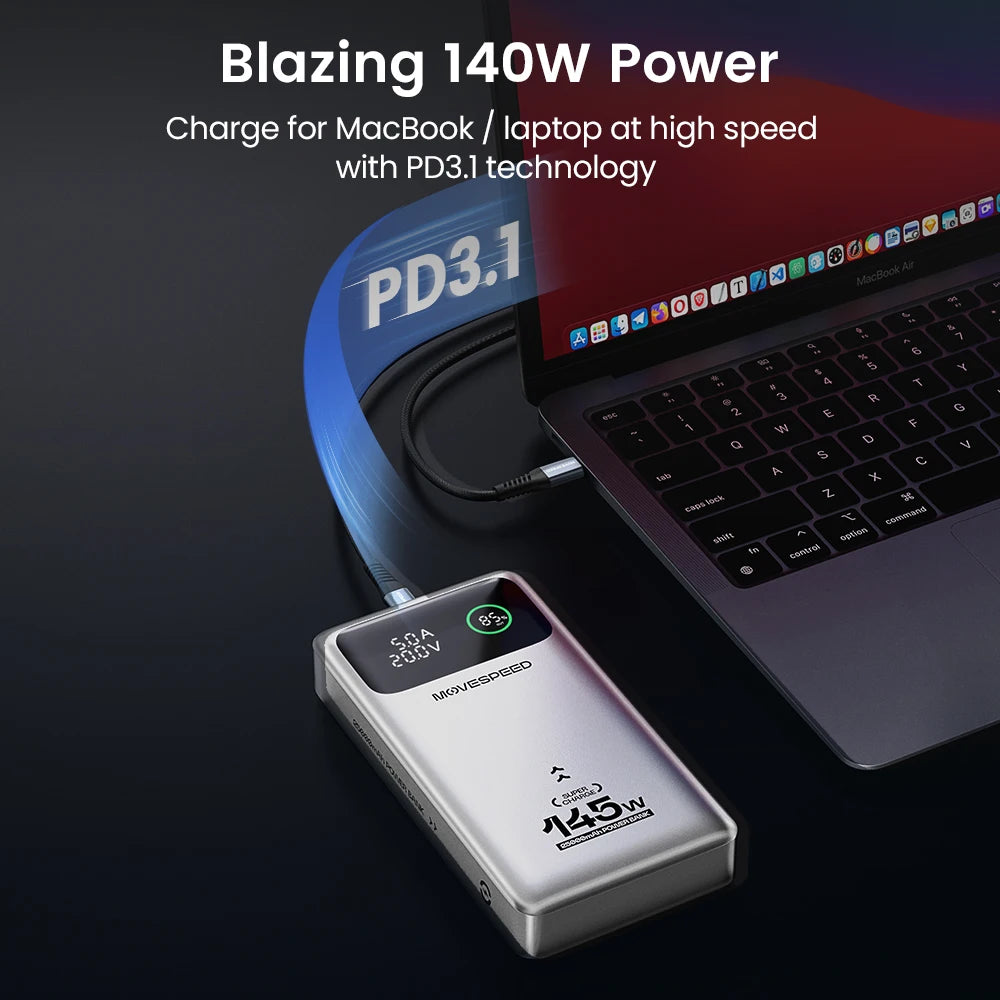 MOVESPEED M25 PRO 25,000mAh 145W with Digital Display, Airplane-Safe Portable Power Bank