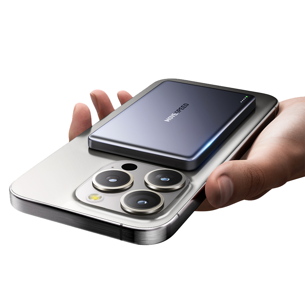 MOVESPEED 2025 Upgraded 0.3‘’ Ultra Slim MagSafe Portable Charger 5,000mAh Magnetic Wireless Card Power Bank