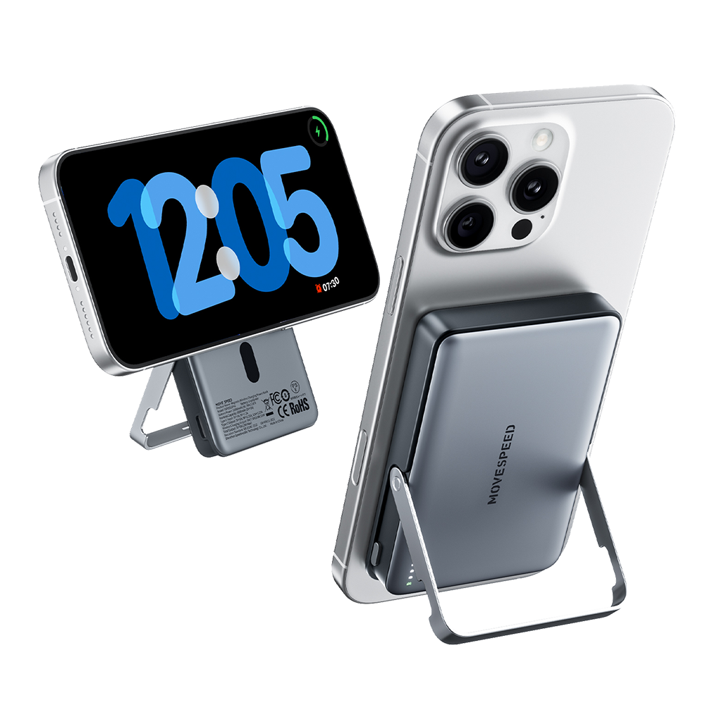 MOVESPEED 2025 Upgraded 0.3‘’ Ultra Slim MagSafe Portable Charger 5,000mAh Magnetic Wireless Card Power Bank