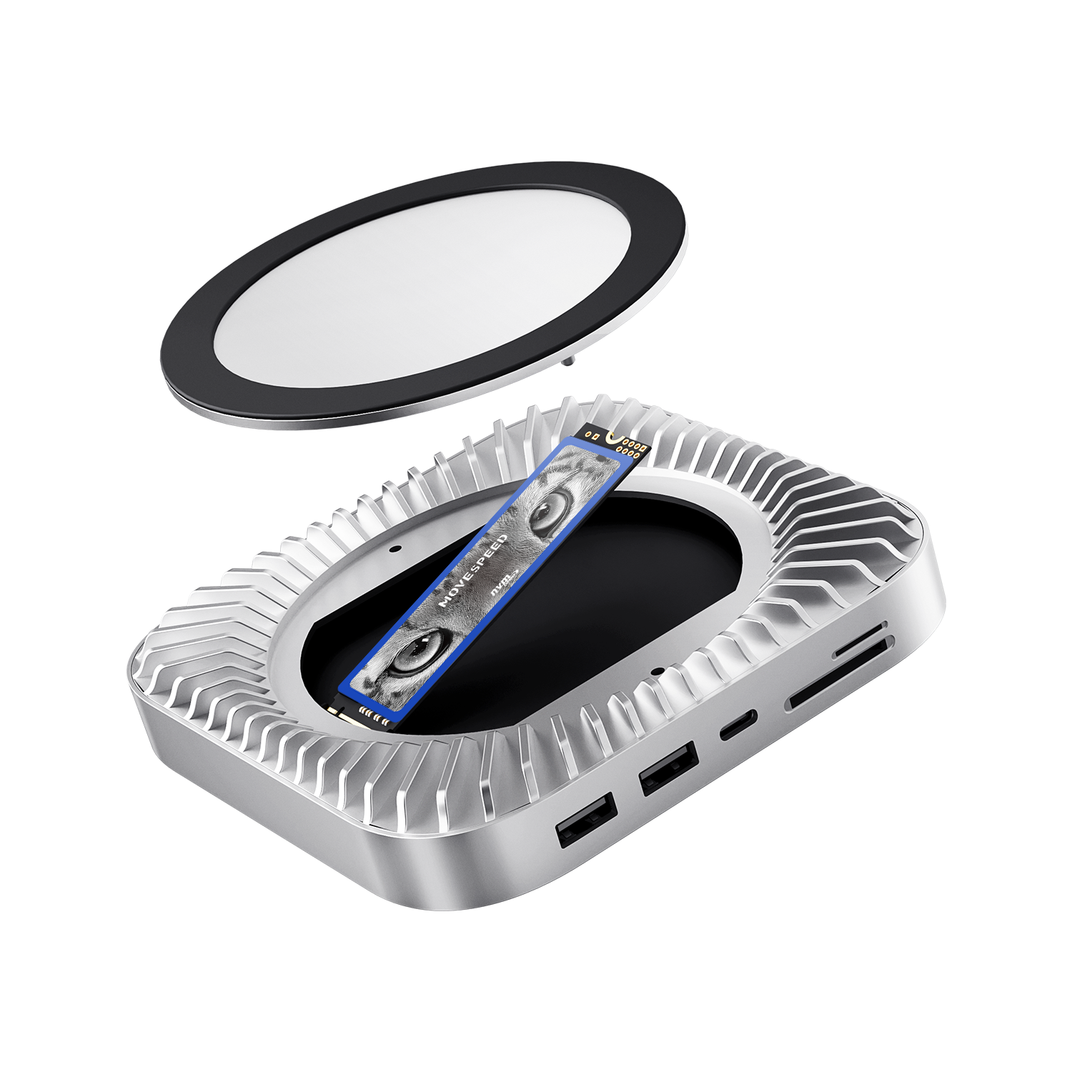 MOVE SPEED Mac Mini M4/M4Pro Stand & Hub with SSD Enclosure