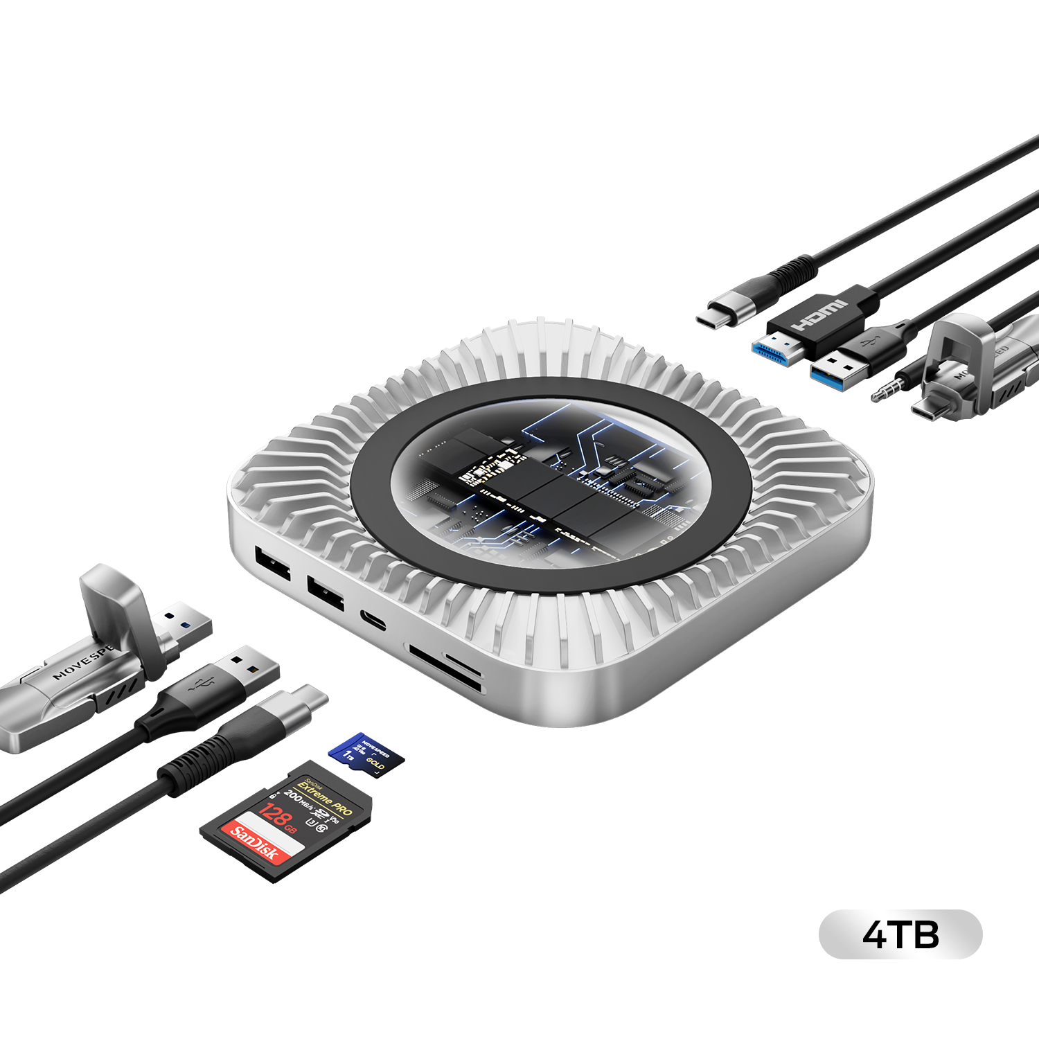 MOVE SPEED Mac Mini M4/M4Pro Stand & Hub with SSD Enclosure