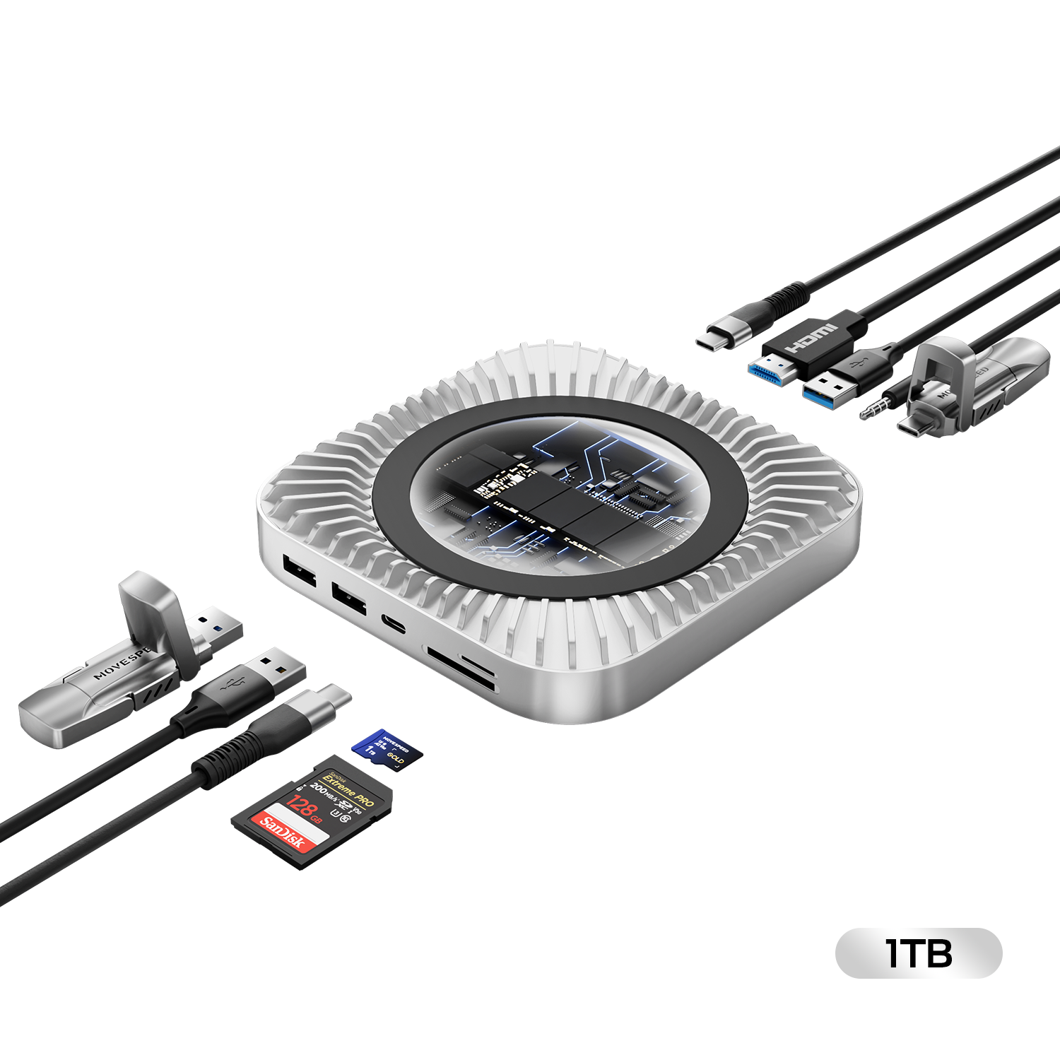 MOVESPEED for Mac Mini M4/M4Pro Stand & Hub 10Gbps/40Gbps/80Gbps Transfer, 1TB-4TB SSD Enclosure & Full Port Expansion