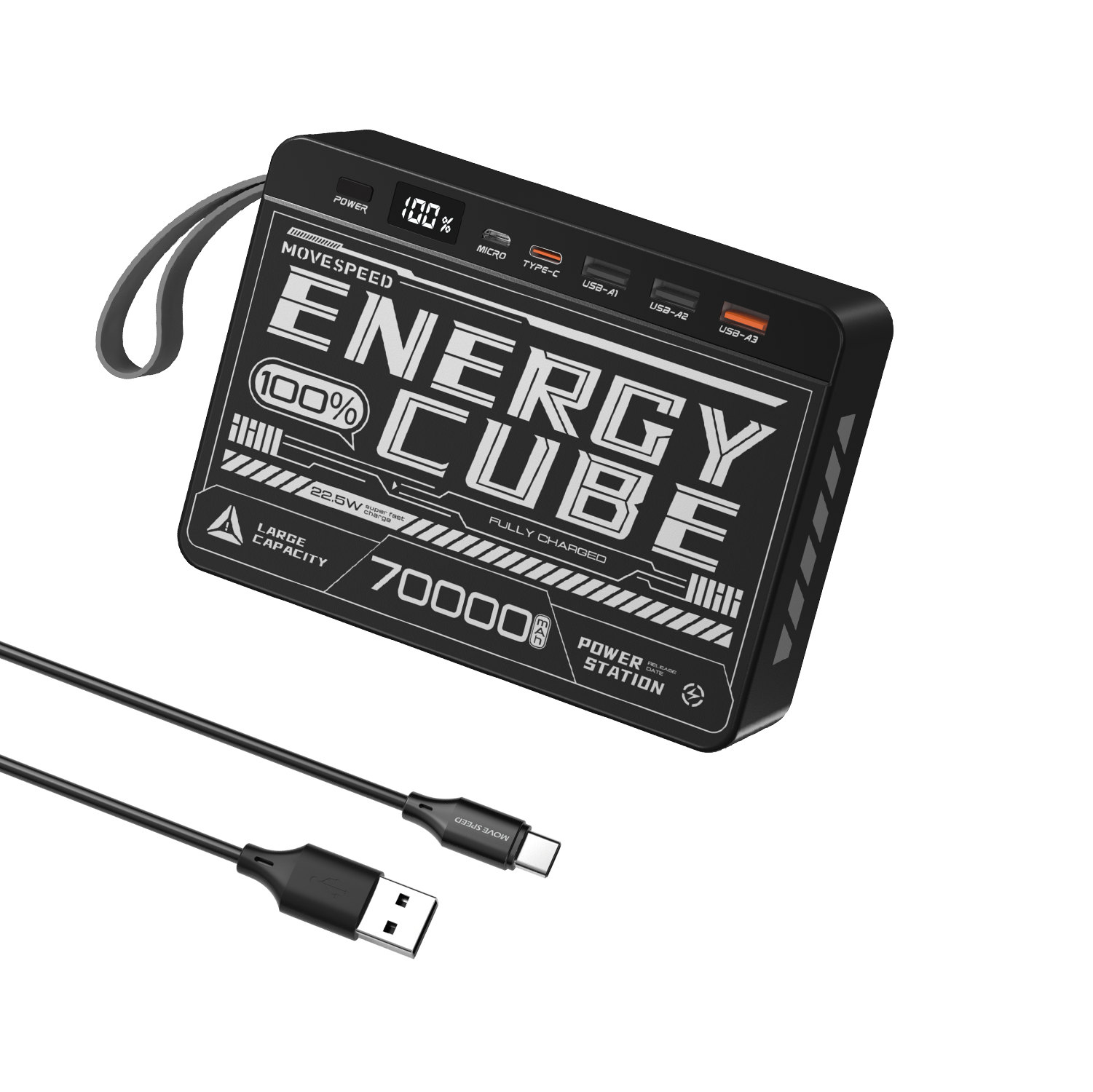 MOVE SPEED Z70 Pro 70000mAh 100W with Smart Digital Display+3 Level Lighting and SOS Mode Professional Outdoor Power Bank