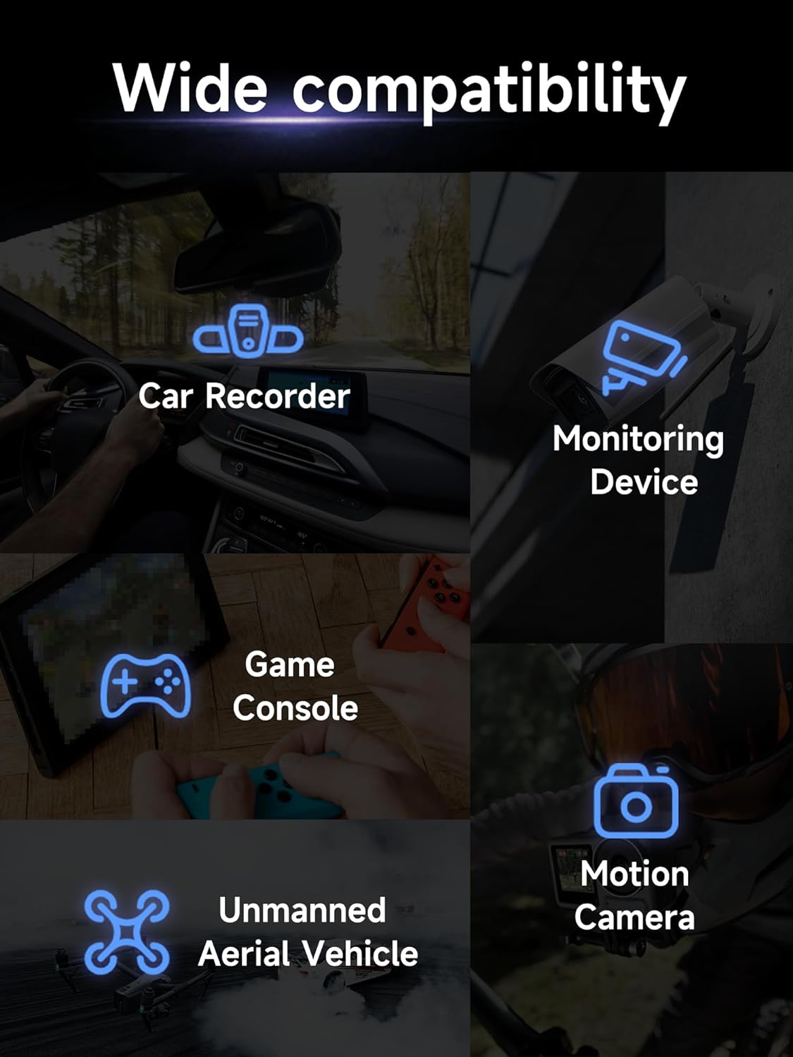 MOVE SPEED 128GB Micro SD Card, Up to 170MB/s Micro SD Memory Card, A2 U3 V60, 4K Full HD Video Recording, with Card Reader and Adapter, for Driving Recorder - MOVESPEED