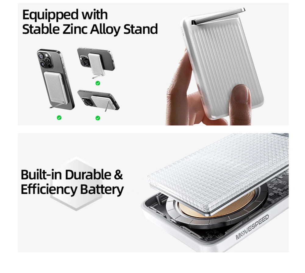 MOVESPEED P03 Qi2 Magnetic Power Bank 10000mAh 15W Wireless Portable Charger with Stand Powerbank