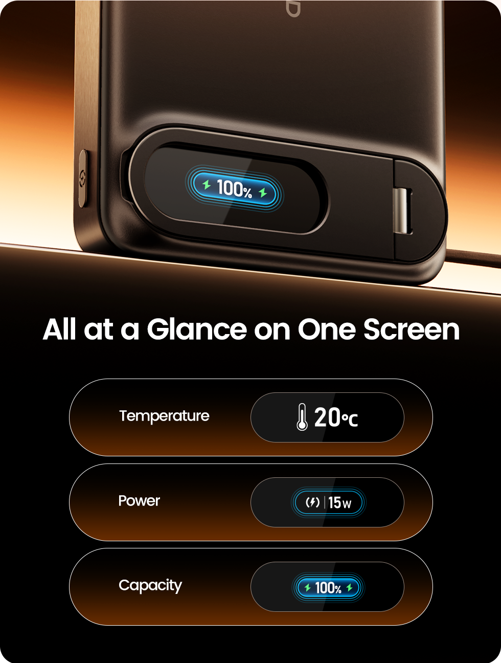 MOVESPEED 3-in-1 Safer Solid-State Power Bank Qi2.2 5000mAh 20W / 10000mAh 45W MagSafe Wireless Fast Charger with Integrated Stand & Cable, Smart LCD Display, Ultimate Safety & Portability