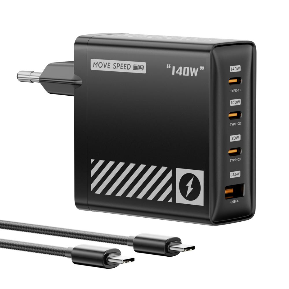 MOVESPEED 140W USB C Charger PD3.1 GaN 4-Port Compact 100W Laptop Wall ...