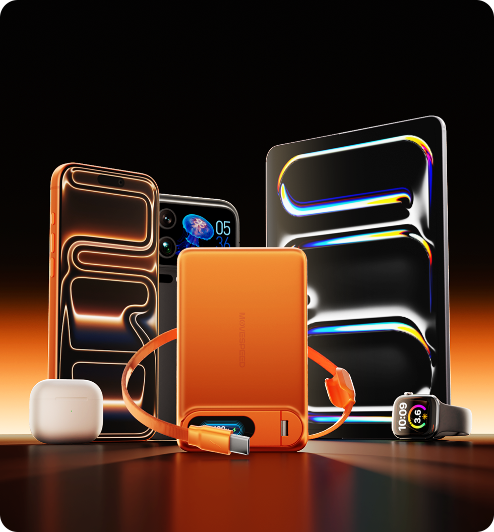 MOVESPEED 3-in-1 Safer Solid-State Power Bank Qi2.2 5000mAh 20W / 10000mAh 45W MagSafe Wireless Fast Charger with Integrated Stand & Cable, Smart LCD Display, Ultimate Safety & Portability