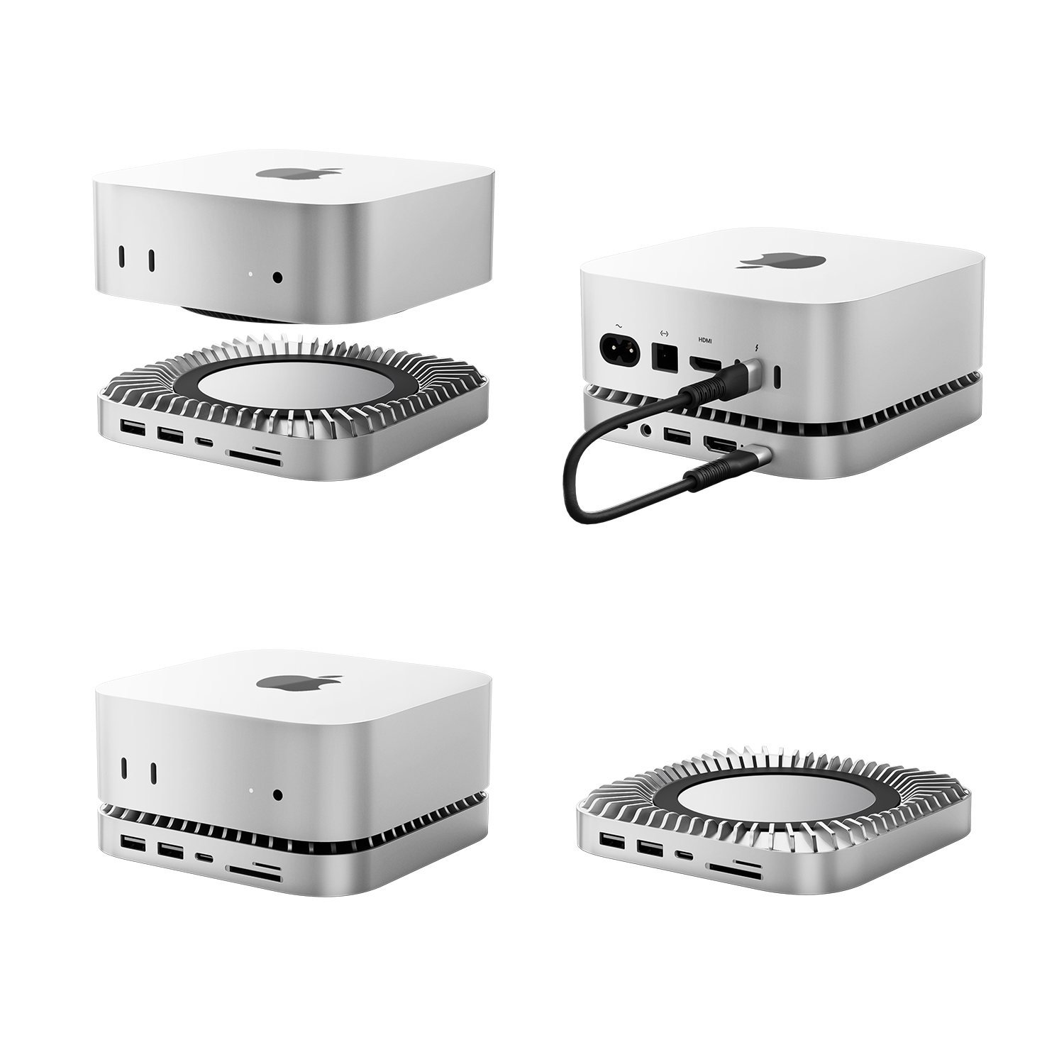 MOVESPEED x RayCue New M4/2024 Mac Mini Hub & Stand with NVMe/ M.2 SATA SSD Enclosure for All New Mac Mini M4/M4Pro