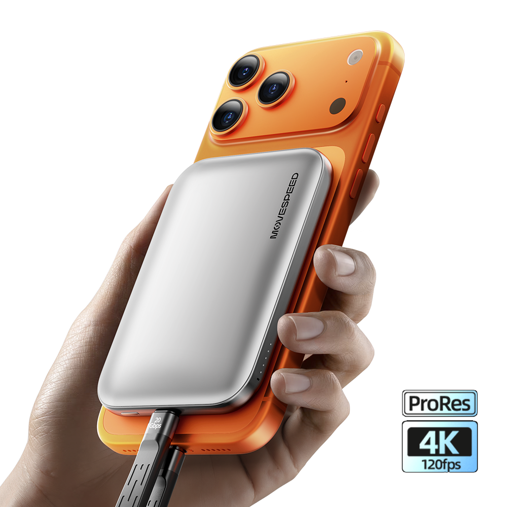 PowerDisk 2-in-1 SSD & Power Bank 1TB-4TB, 1000MB/s, 4K 120FPS, 5000mAh, 15W Wired/Wireless, Magnetic