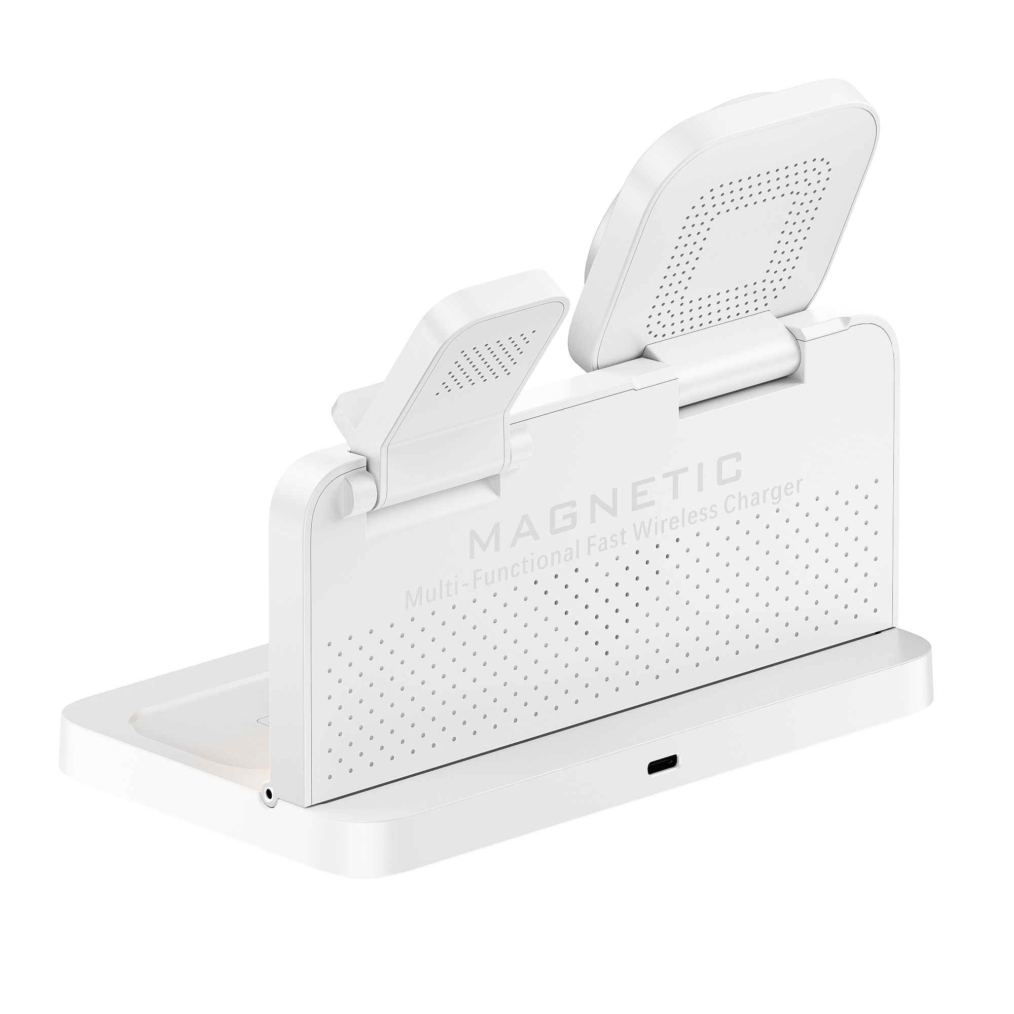 MOVESPEED 5-in-1 MagSafe Wireless Charging Station with 15W Fast Charger, Alarm Clock & Night Light for iPhone, Apple Watch, AirPods