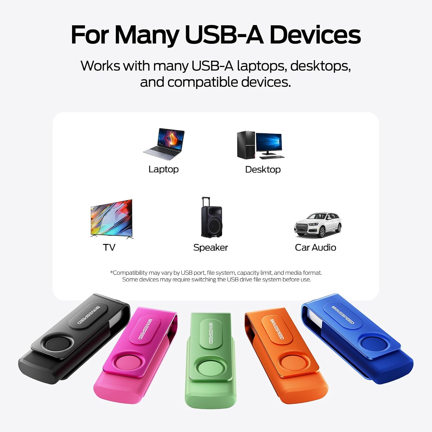 MOVE SPEED 10 Pack 32GB USB Drive, USB 2.0 Thumb Drives Memory Stick Mixed Colors with Lanyards for Data Storage