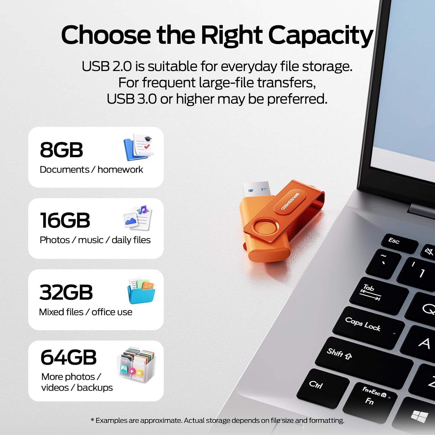 MOVE SPEED 10 Pack 32GB USB Drive, USB 2.0 Thumb Drives Memory Stick Mixed Colors with Lanyards for Data Storage