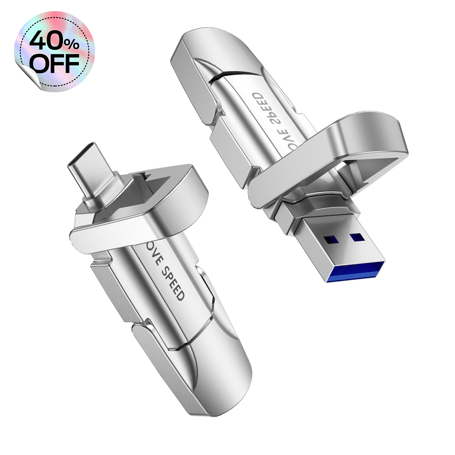 MOVESPEED 520MB/s Read/Write High Speed 128GB/2TB USB 3.2/Type C Solid State Flash Drive