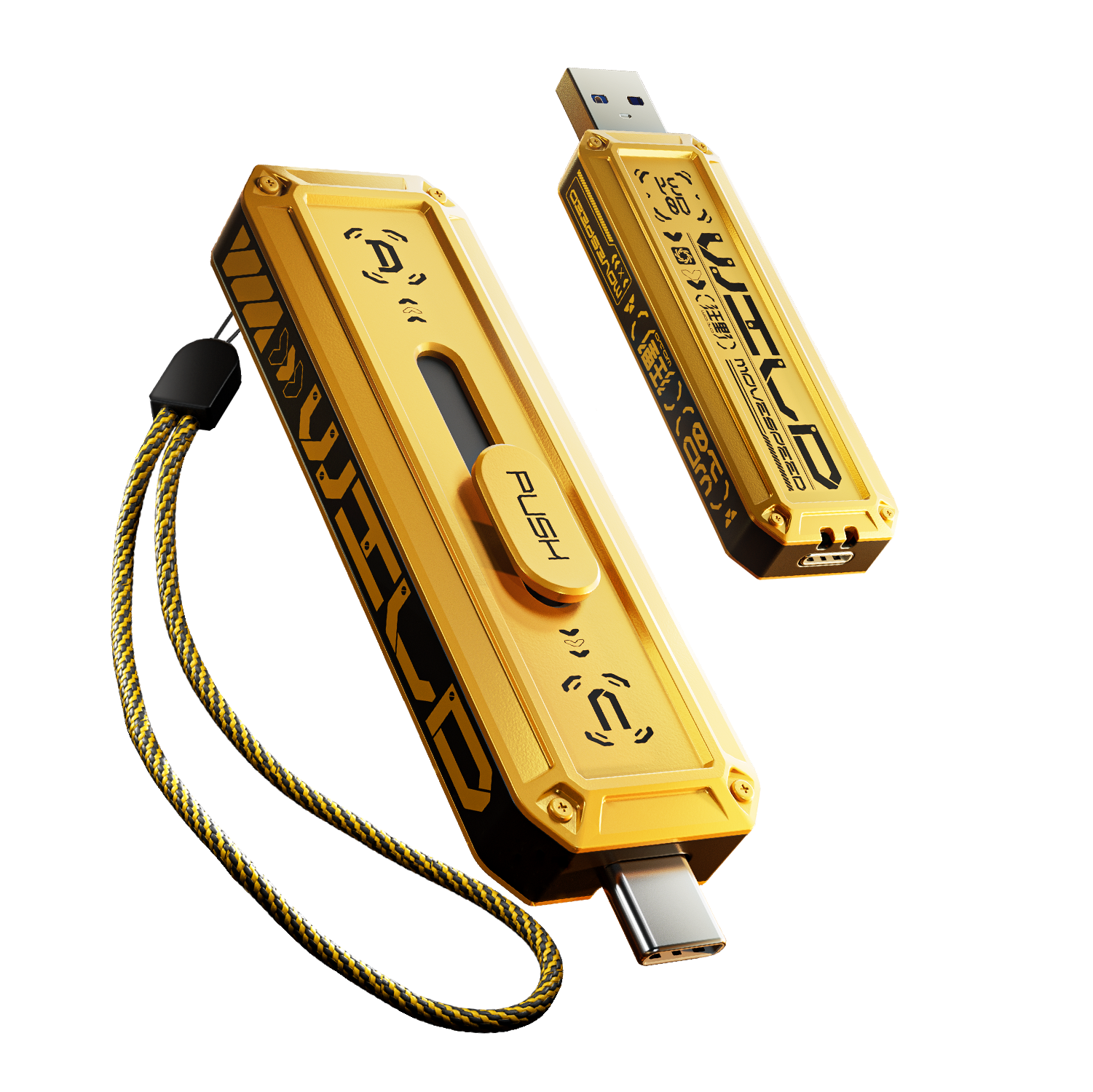 MOVESPEED SP20 256GB-2TB Ultra-Speed SSD Flash Drive 2100MB/s Read/Write, USB 3.2 Gen2x2 + Type-C, Dual Interface, Push-Pull Design