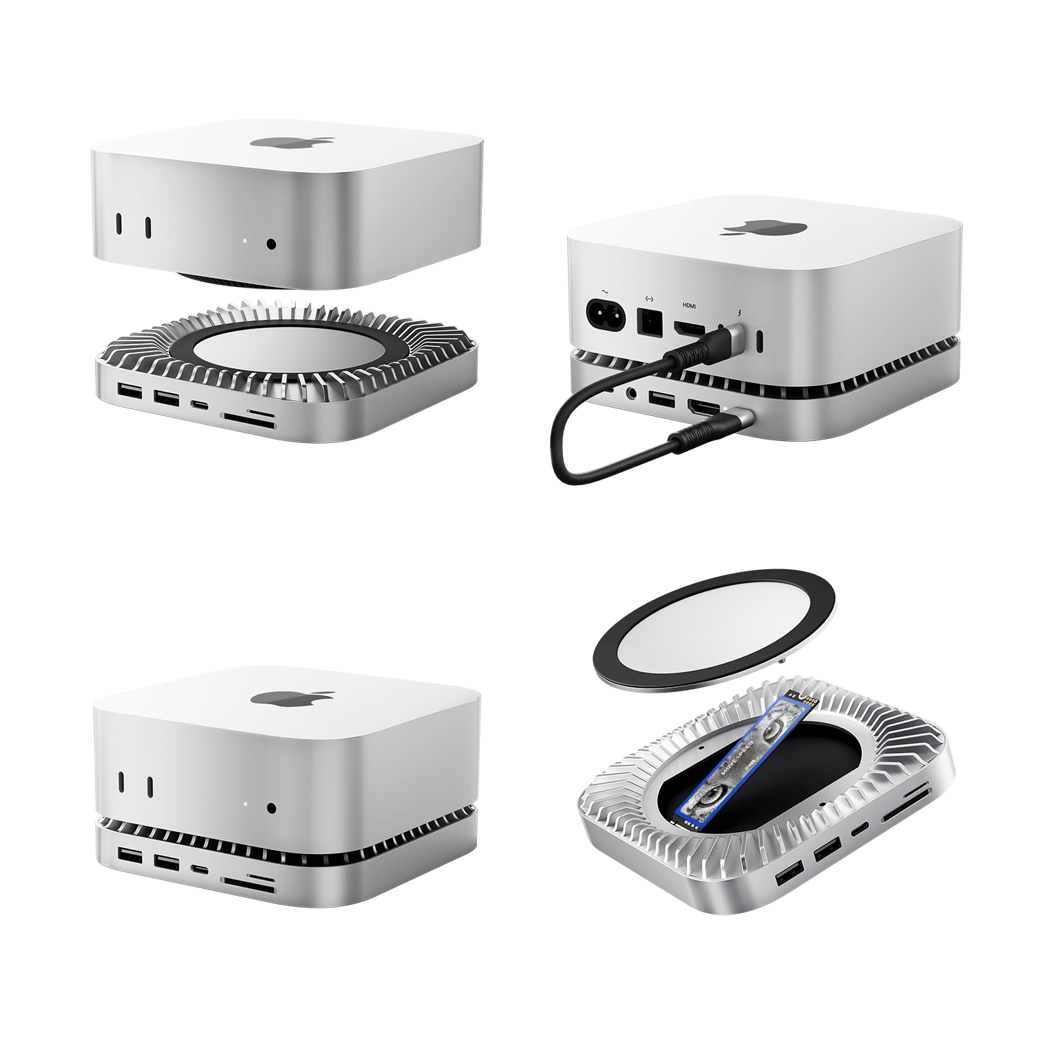 MOVESPEED x RayCue 2024/M4 Mac Mini Hub & Stand with NVMe/ M.2 SATA SSD Enclosure for All New Mac Mini M4/M4Pro