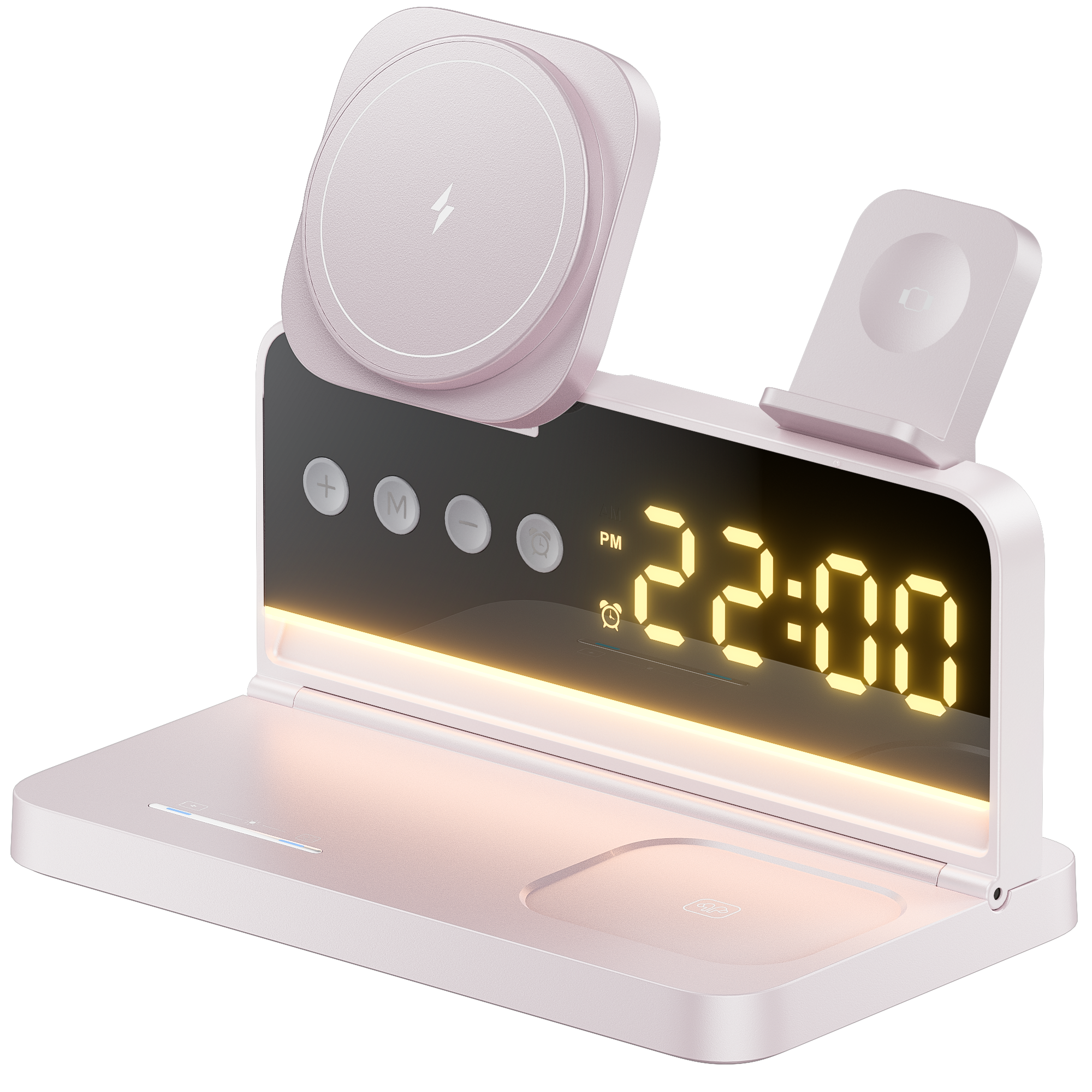 MOVESPEED 5-in-1 MagSafe Wireless Charging Station with 15W Fast Charger, Alarm Clock & Night Light for iPhone, Apple Watch, AirPods