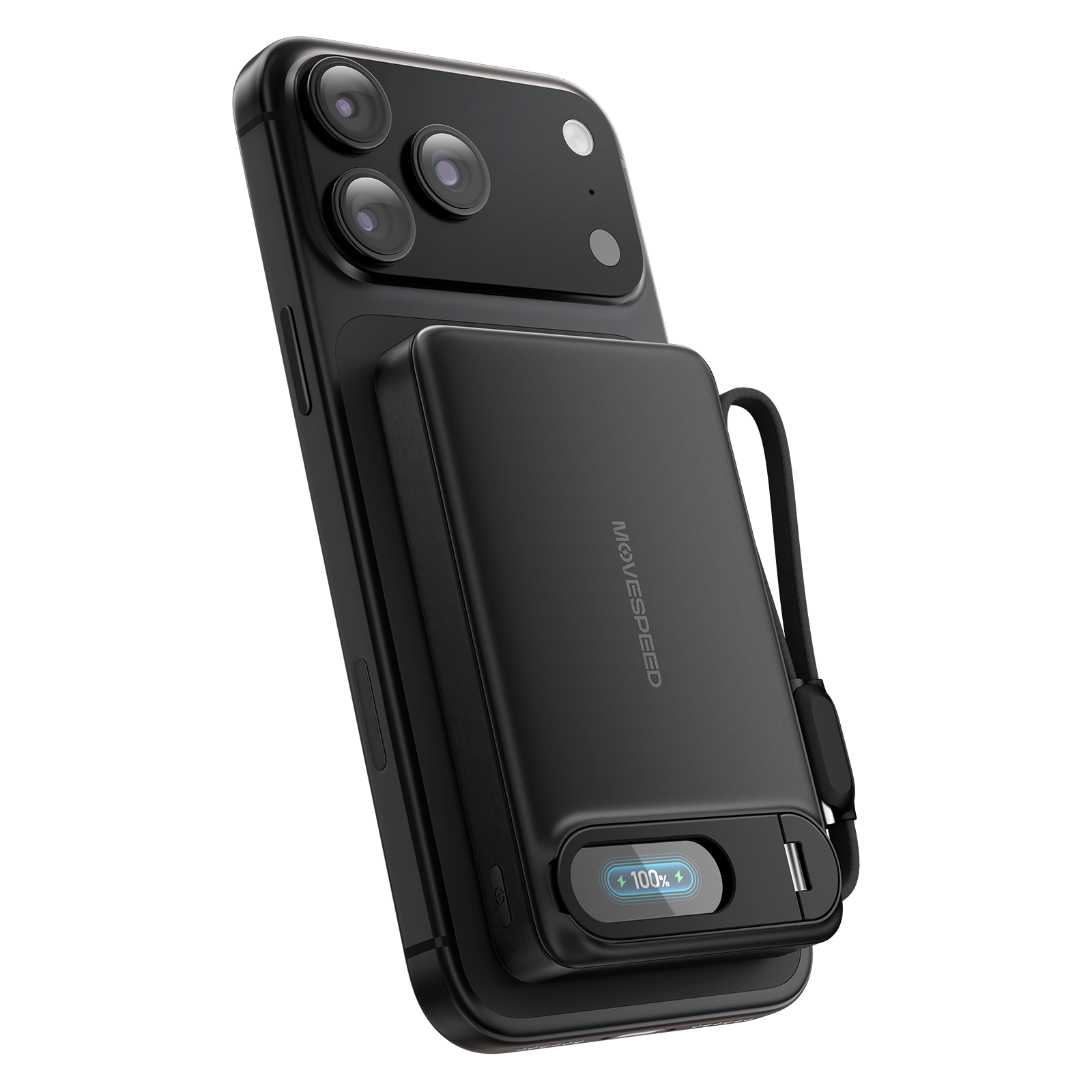 MOVESPEED 3-in-1 Safer Solid-State Power Bank Qi2.2 5000mAh 20W / 10000mAh 45W MagSafe Wireless Fast Charger with Integrated Stand & Cable, Smart LCD Display, Ultimate Safety & Portability