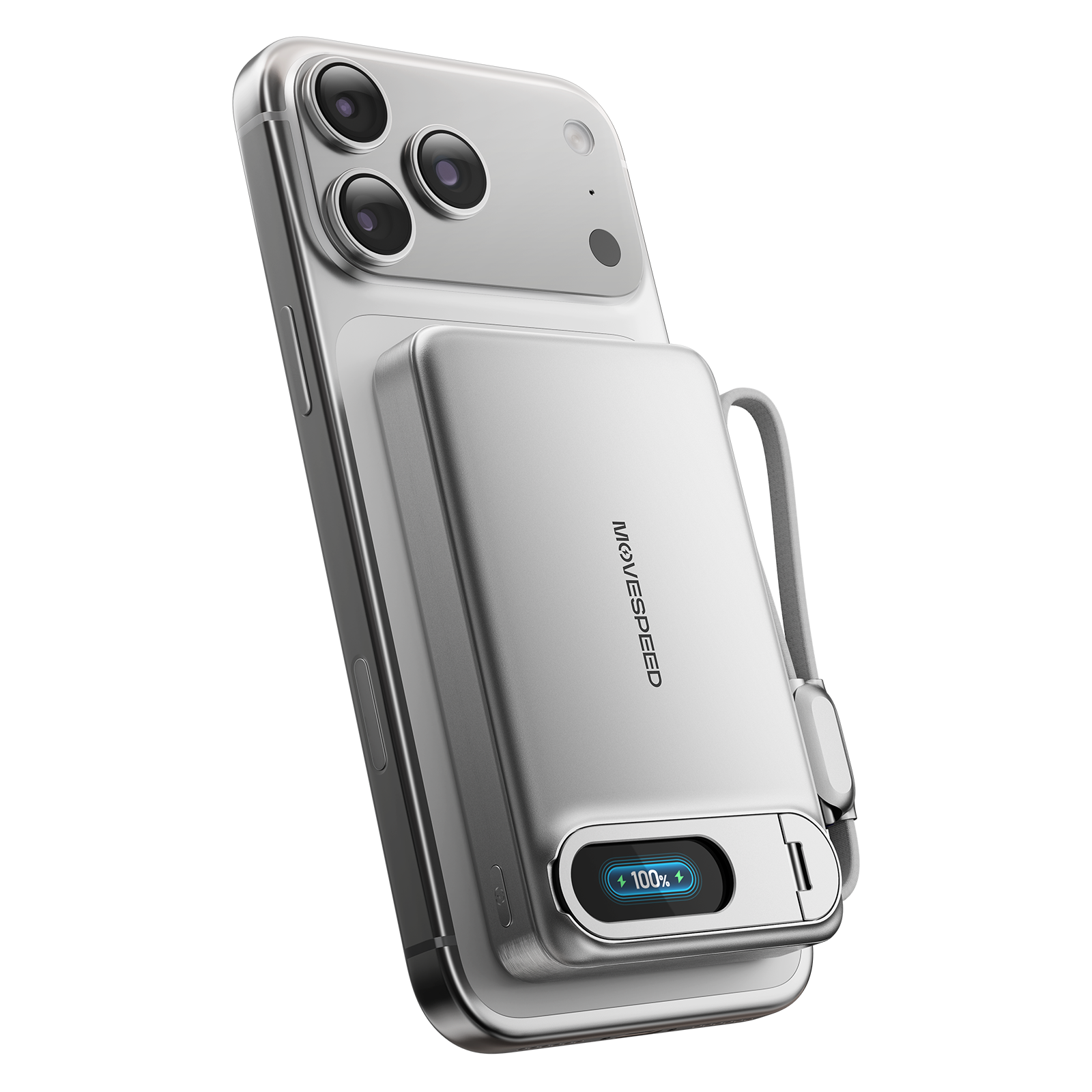 MOVESPEED 3-in-1 Safer Solid-State Power Bank Qi2.2 5000mAh 20W / 10000mAh 45W MagSafe Wireless Fast Charger with Integrated Stand & Cable, Smart LCD Display, Ultimate Safety & Portability