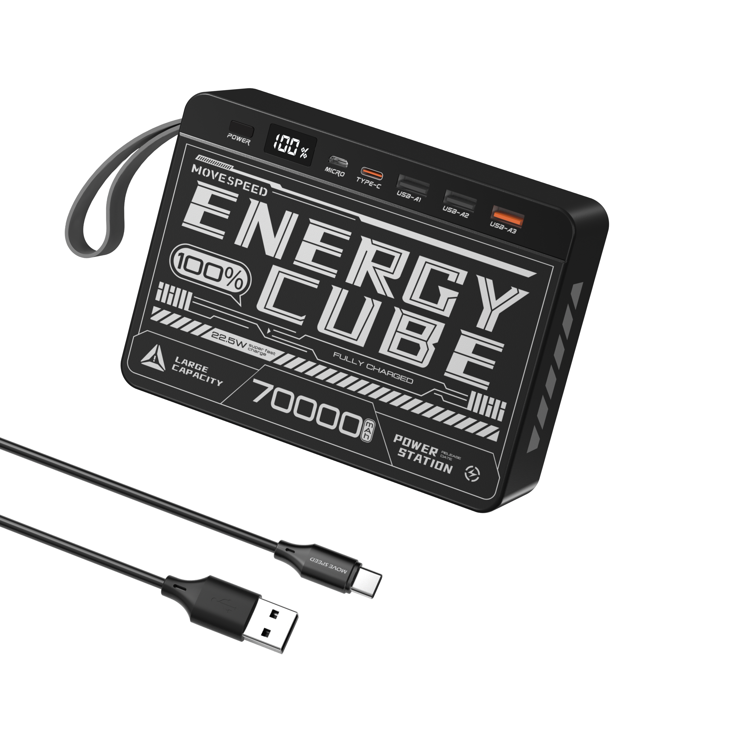 thumbnail image 2 of 70000mAh 120W Portable Power Bank – Massive 9-Port External Battery With LED Display & Built-in Cables 2 of 6