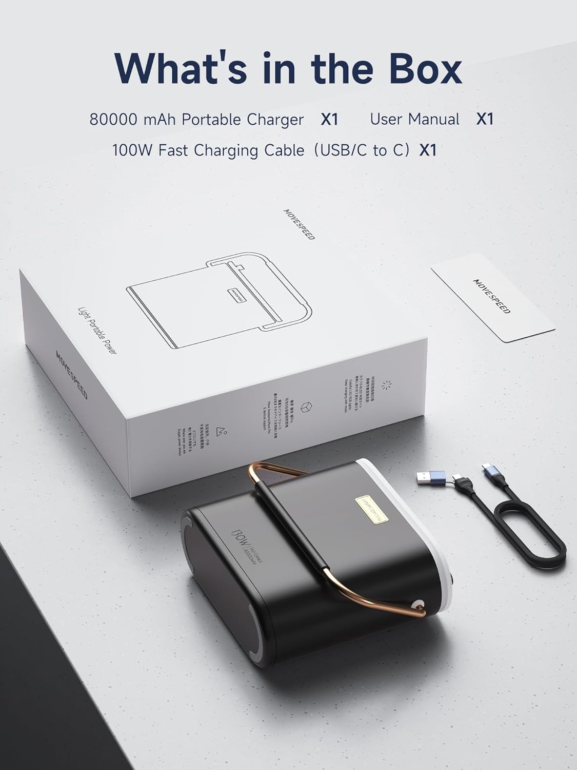 MOVESPEED 70000mAh Power Bank High Capacity 22.5W Max PD 3.0 Fast Cha